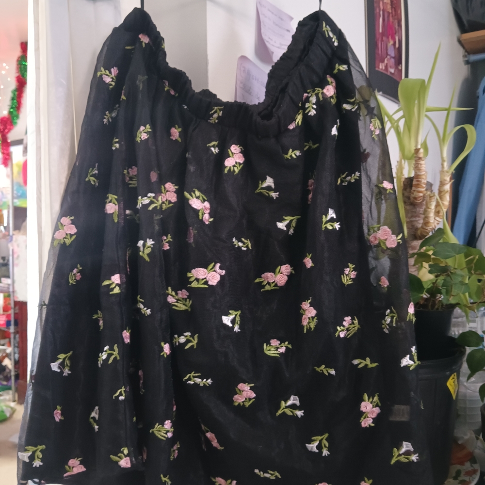 Floral Black Skirt